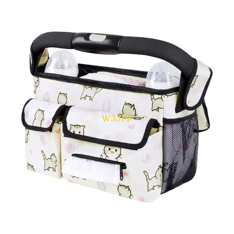W3JF Oxford Fabric Travel Strollers Bag with Multiple Pockets Adjustable Straps for Diapers Bottles Baby Essential