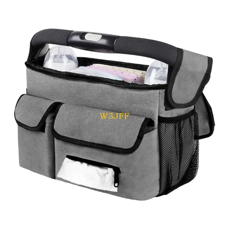 W3JF Oxford Fabric Travel Strollers Bag with Multiple Pockets Adjustable Straps for Diapers Bottles Baby Essential