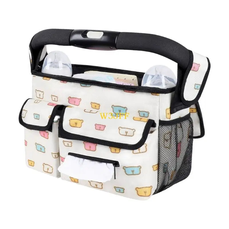 W3JF Oxford Fabric Travel Strollers Bag with Multiple Pockets Adjustable Straps for Diapers Bottles Baby Essential