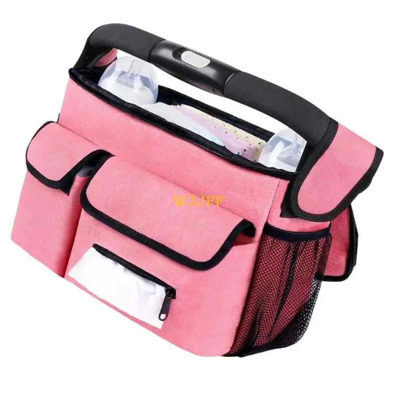 W3JF Oxford Fabric Travel Strollers Bag with Multiple Pockets Adjustable Straps for Diapers Bottles Baby Essential