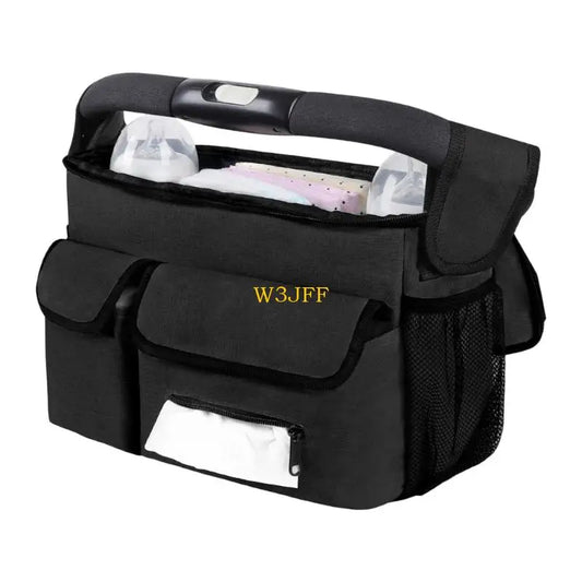 W3JF Oxford Fabric Travel Strollers Bag with Multiple Pockets Adjustable Straps for Diapers Bottles Baby Essential