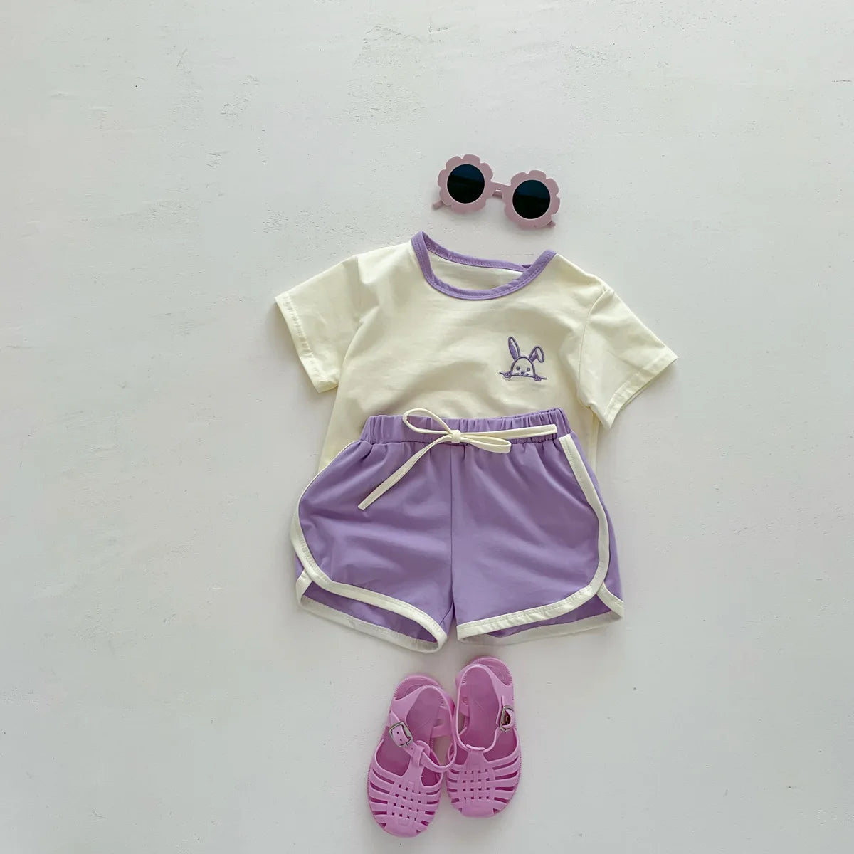 Summer Casual Baby Girl Tracksuits Embroidery Short Sleeve T-shirt Shorts Suits 2pcs Toddler Clothes Boys Girls Outfits