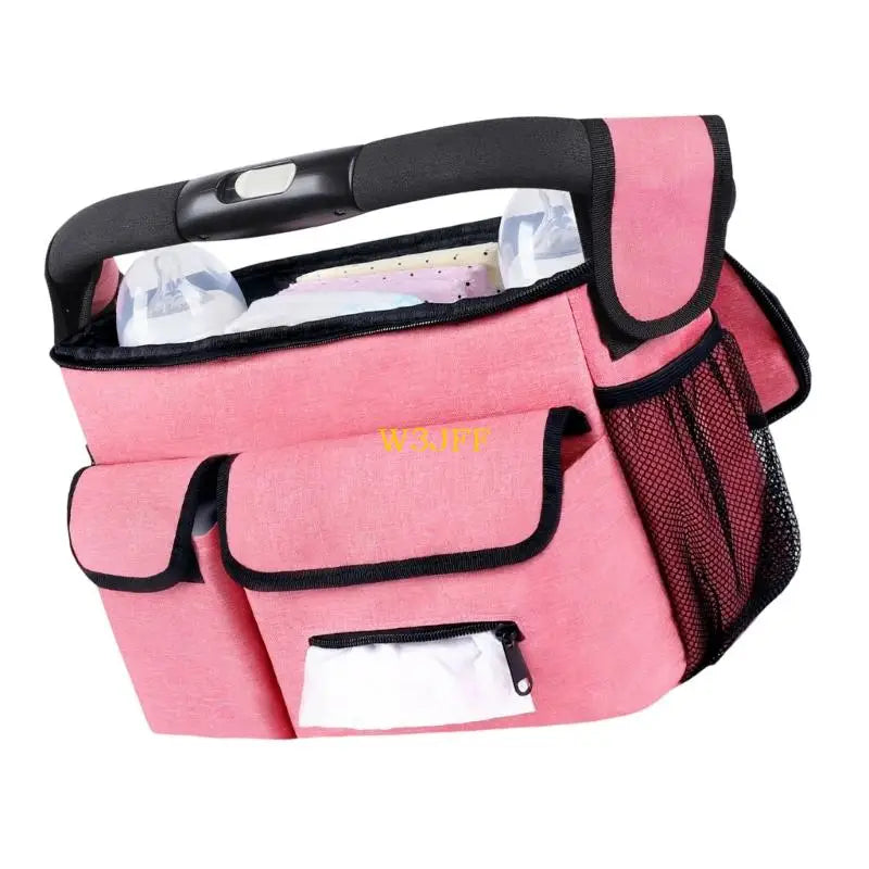 W3JF Oxford Fabric Travel Strollers Bag with Multiple Pockets Adjustable Straps for Diapers Bottles Baby Essential