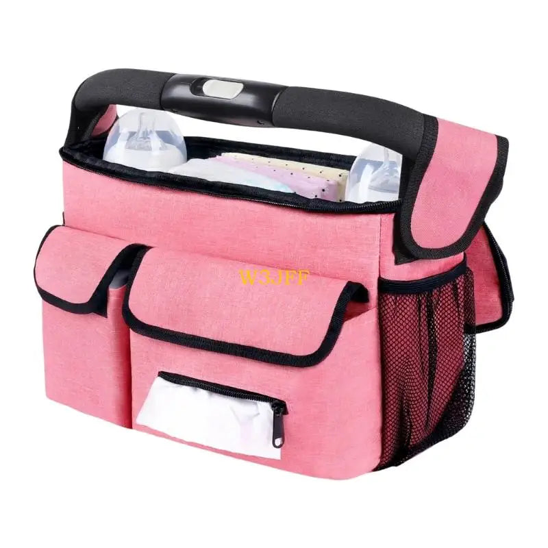 W3JF Oxford Fabric Travel Strollers Bag with Multiple Pockets Adjustable Straps for Diapers Bottles Baby Essential